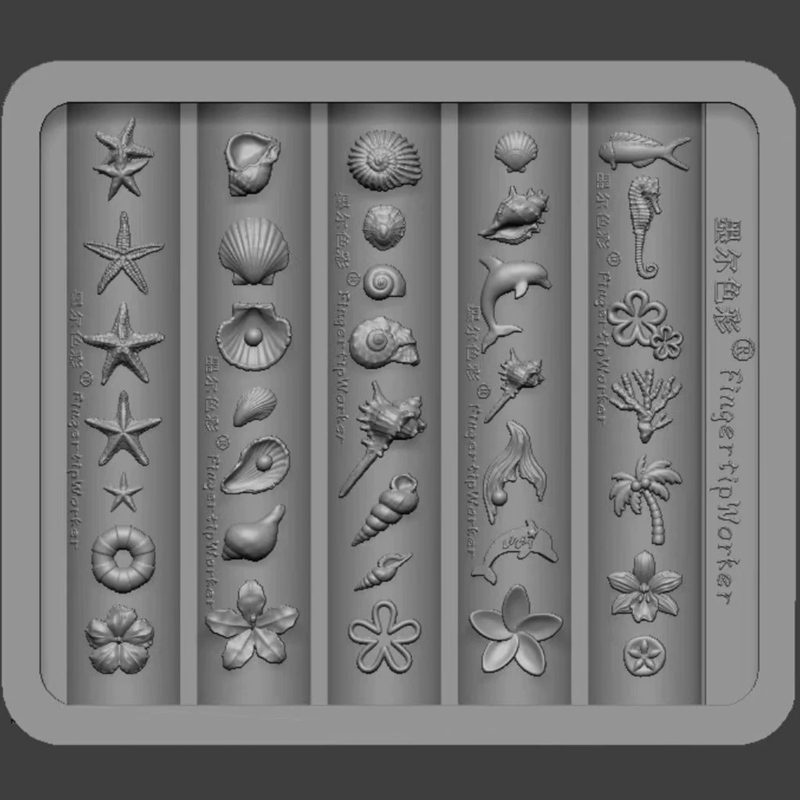 【In Stock, Authentic and Authorized】Piggy Collaboration with Mel Color Hawaii Ocean Shell Starfish Nail Art Mold