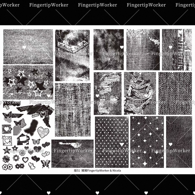 「Authentic Spot Authorization」 Pig Fingertipworker No. 51 Denim Nail Art Printing Plate/Steel Plate 「Authentic Spot Authorization」 Pig Fingertipworker No. 51 Denim Nail Art Printing Plate/Steel Plate