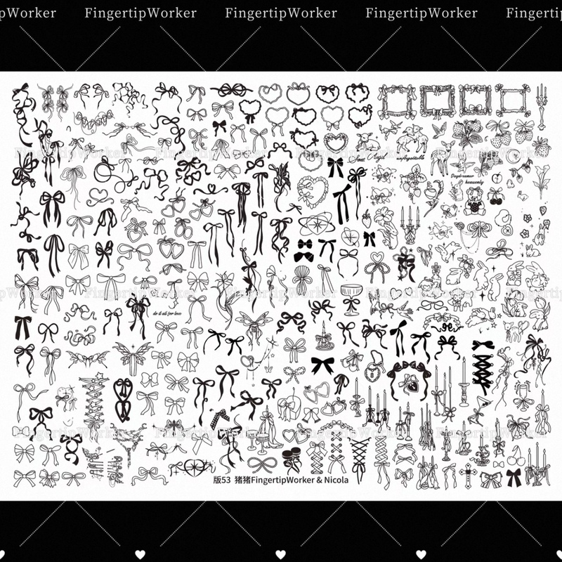 【In Stock, Authentic and Authorized】Piggy Fingertip Worker No. 53 Bow Nail Art Stamping Plate/Steel Plate