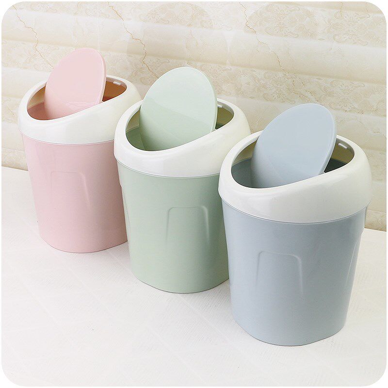 Desktop rocking cover Small Number of bins Living room Tea Table Wastebasket Creative Home Table Mini Garbage Cans n