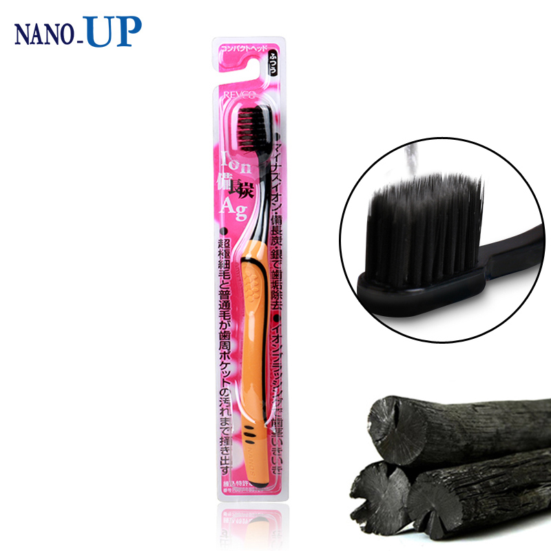 NANO_UP Nafra Japan Import Soft Toothbrush Preparation Long Charcoal Massage Descaling Toothbrushes Small Brush Head Design