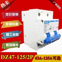 Shanghai people DZ47 2P 100A small circuit breaker short circuit protection open 125A air switch promotion