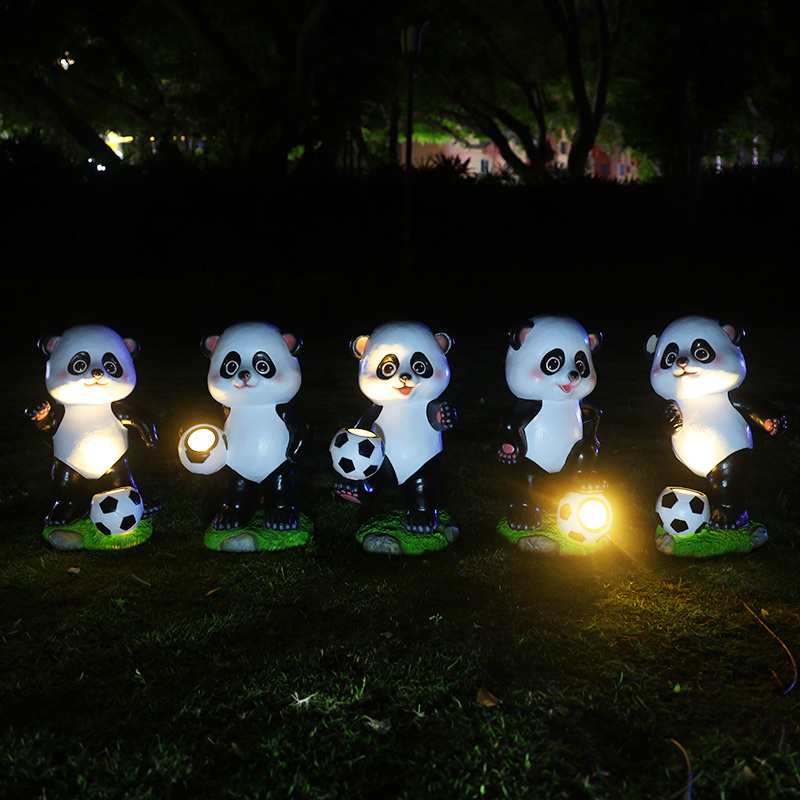 Villa Courtyard Decoration Balcony Garden Landscaping Layout Outdoor Simulated Panda Ornaments Resin Animal Solar Light