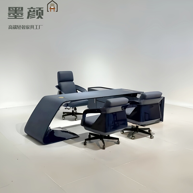 Modern Light Luxury Bugatti Desk, Italian-Style Corner Executive Desk, Luxurious High-End Office Furniture Design