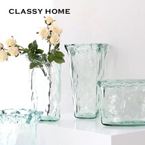 Spain imported water ripple modern glass vase Light luxury flower Nordic simple ins American flower arrangement ornaments