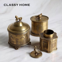 Imported brass handmade animal tea coffee candy storage tank storage box craft decoration American and French European luxury