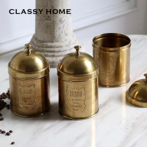 Imported brass handmade tea coffee candy storage tank storage box craft decoration American French European luxury soft packaging