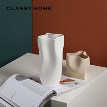 Morandi abstract irregular curved ceramic flower creative flower block vase Nordic modern simple jewelry ornaments