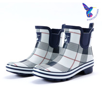 UK Evercreatures Classic Plaid Striped rain boots Adult women rain boots Chelsea Water shoes Water boots