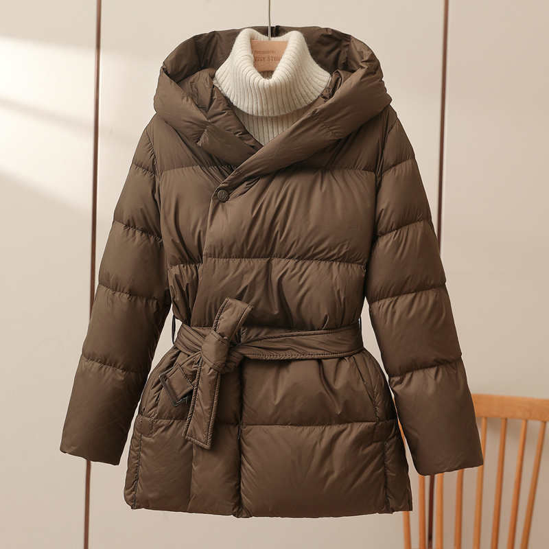 2026 New Style 90 White Duck down Waist-Cinching Slimming Mid-Length down Jacket for Women with Hood, Thickened, Warm, and Lightweight Coat 2026 New Style 90 White Duck down Waist-Cinching Slimming Mid-Length down Jacket for Women with Hood, Thickened, Warm, and Lightweight Coat