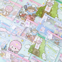 Small group a4 a5 plastic grid zipped bag mesh exam paper cashier bag cute cartoon girl heart yield check information pregnancy document bag transparent large capacity student with grid pen bag