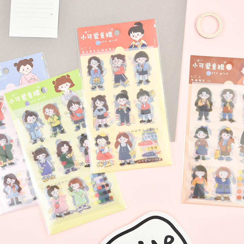 Little cute childish pet hand account sticker sticker set sticker paper hand account student children girl Japanese ins wind waterproof water cup mobile phone decoration small pattern cartoon cane sticker girl series