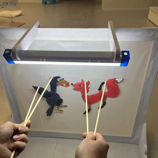 七夕节牛郎织女皮影戏 幼儿园儿童玩具人偶戏 皮影戏幕布支架灯光