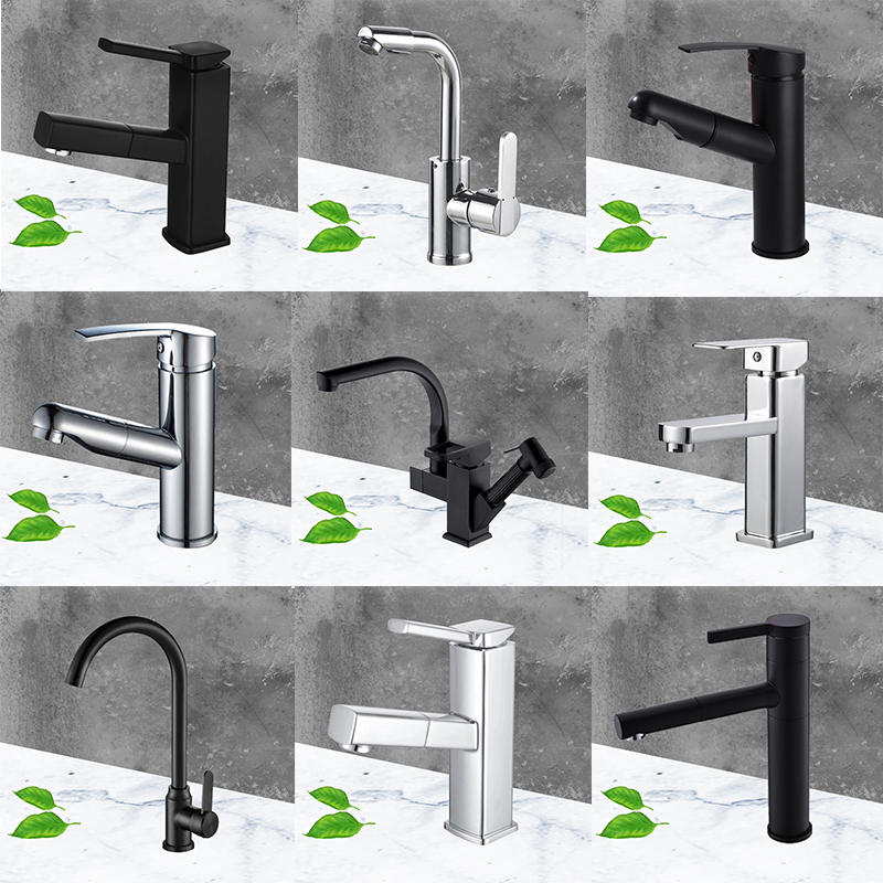 Single-hole tap face basin terrace basin bath cabinet hot and cold full copper stage basin tap pull-out with swivel spray gun