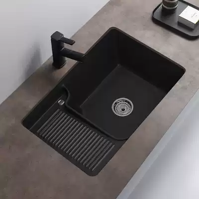 Ceramic laundry basin with washboard Under the table basin Black laundry pool balcony household large laundry tank left pool single sink