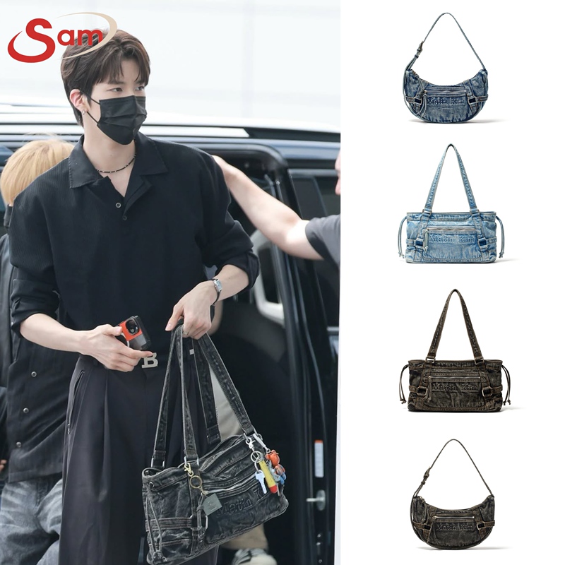 Matin Kim 25 New Denim Crescent Bag Waist Bag Li Songhe Songha Same Style Underarm Tote Women's Bag Matin Kim 25 New Denim Crescent Bag Waist Bag Li Songhe Songha Same Style Underarm Tote Women's Bag