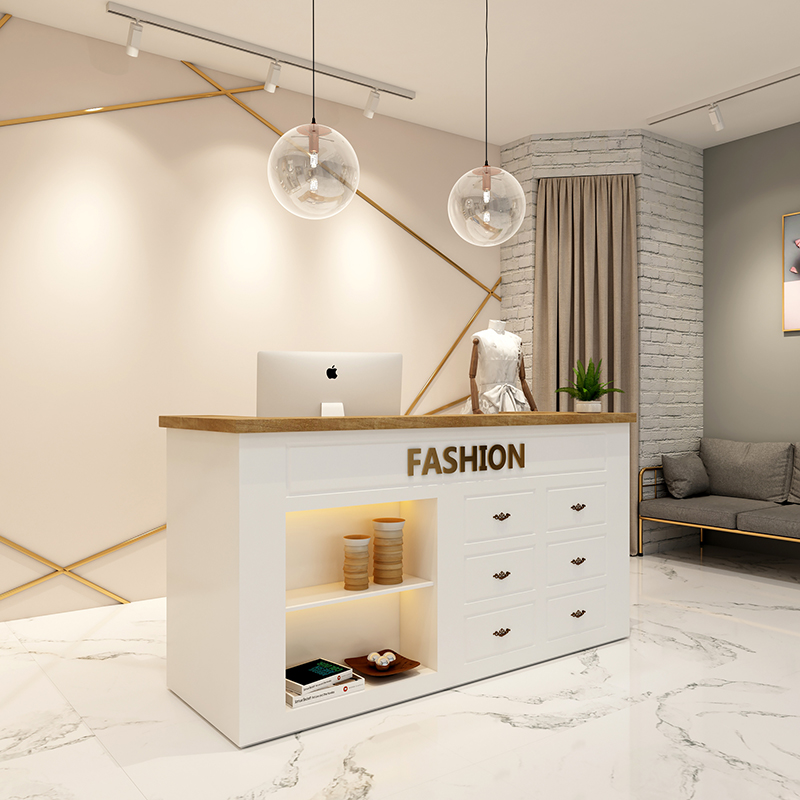 Clothing Store Cashier Counter counter Jane about modern beauty salon bar Commercial web Red shop Creative Small Front Desk