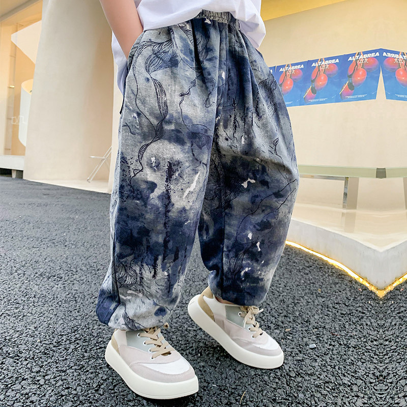 Boy Summer 90% pants 2022 new fat children Harun pants thin section Anti-mosquito pants Big Boy Light Cage Pants Tide
