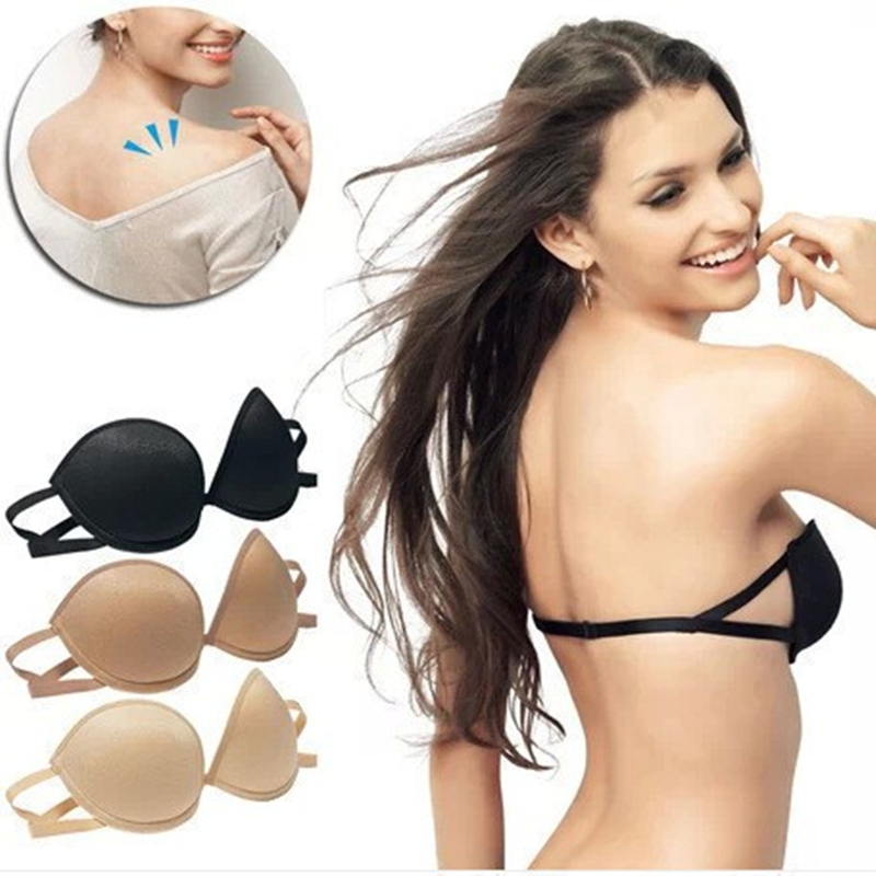 Japanese invisible strapless underwear gathered small chest sexy non-slip beauty back bra thickened one word shoulder front buckle bra