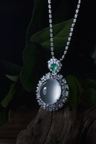 Natural Russian high-ice glass design inlaid with eternal heart jade jewelry pendant