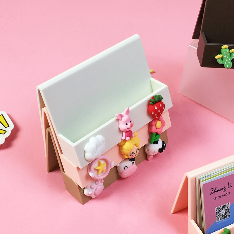 Cartoon business card holder cute creative business card box high-end business card holder business desktop office large capacity business card box