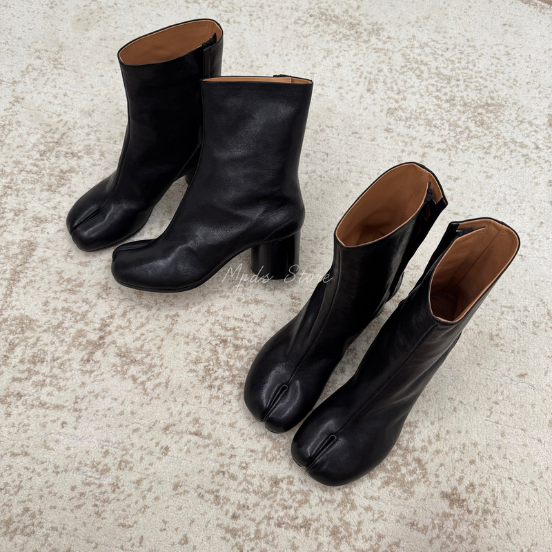 26 Fall/Winter Maison Margiela Tabi Split-Toe Shoes 3/6/8cm Round Heel Short Boots Sheepskin
