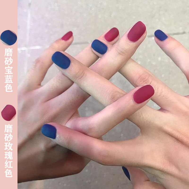 Frosted nail art blue nail polish glue Net red pop color long haze blue gray blue nail shop dedicated