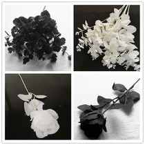 Flower Sea Big World Simulation Flower Halloween Black Rose Black Rose Wedding Handset Flower White Eugali