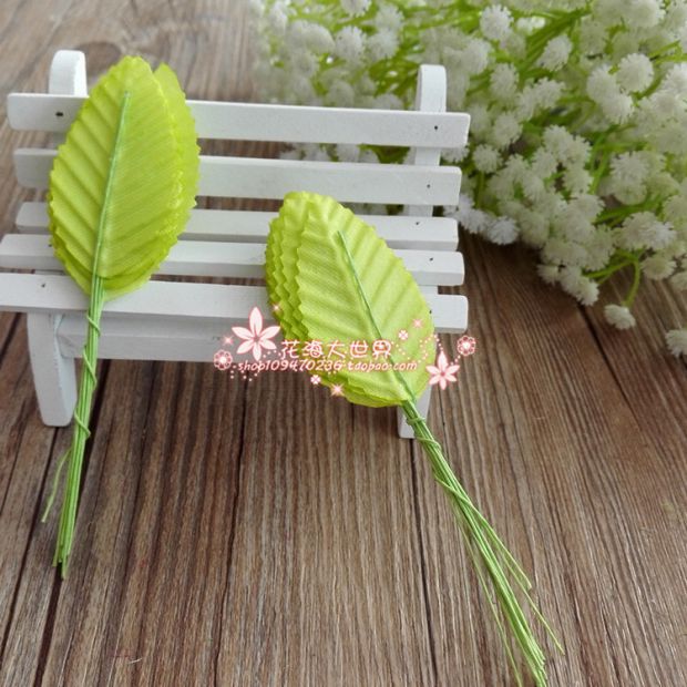 DIY mô phỏng hoa hồng lá cưới tóc phụ kiện trang trí vật liệu vòng hoa lá vàng đầy màu sắc loạt lá xanh lá khảm - Phụ kiện tóc kẹp tóc dài