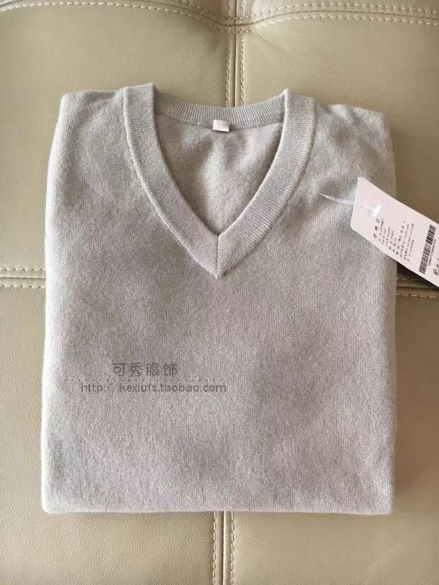 e100% pure cashmere men's V-neck single-strand thin cashmere sweater 105-125 yards 190-240g