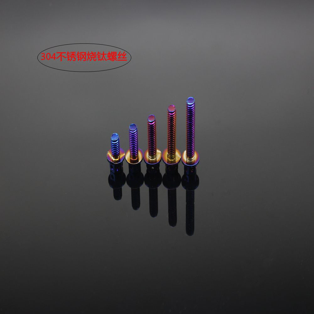 Modified 304 stainless steel M6M8 electroplating blue outer hexagonal hollow burning titanium screw flange big head electric locomotive