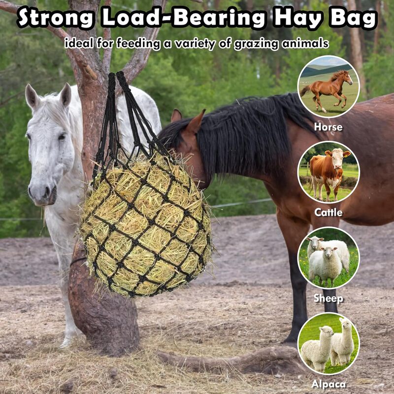 Hay Net Bag for Feeding Horses, Deer, Alpacas; Slow-Release Feed for Cattle, Horses, and Sheep; Horse Feeding Supplies; Feeder