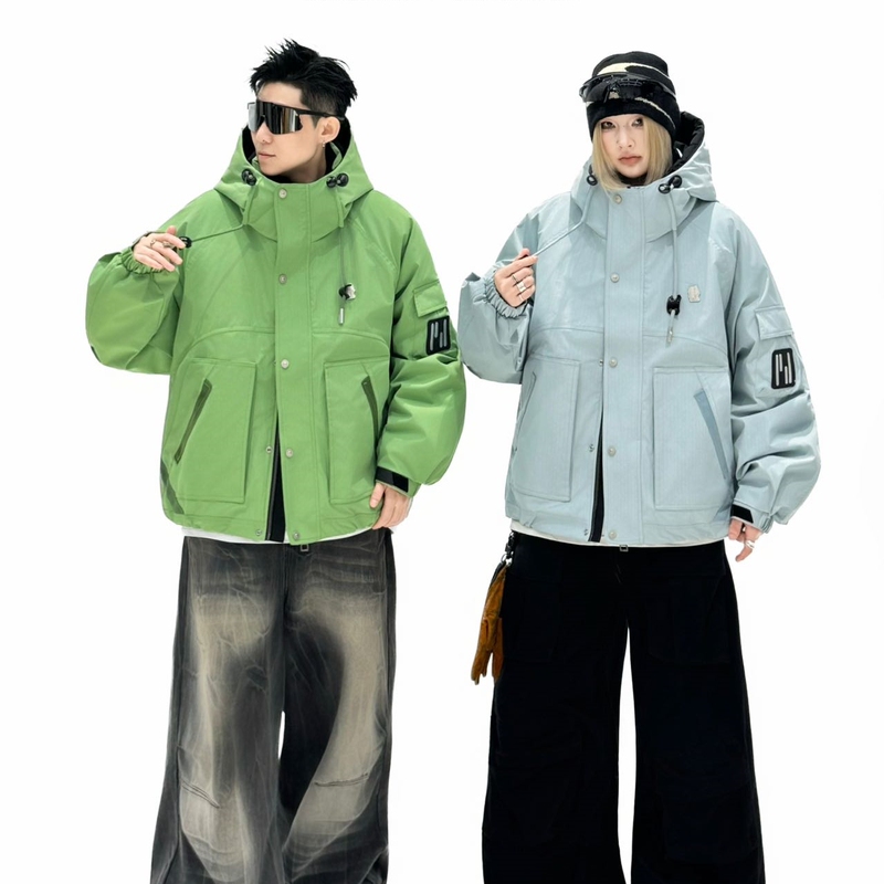 Down Jacket in Various Colors, Winter In-Store Same Style, White Duck Down, Men's Hooded Trendy Brand Bright-Colored down Jacket, Unisex