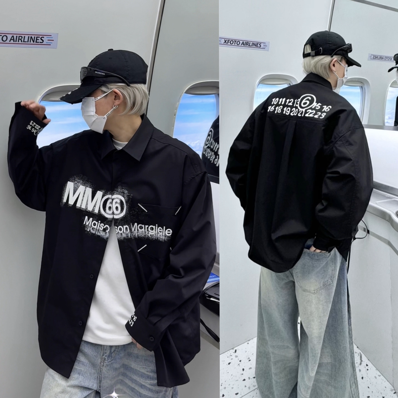 American-Style Letter Print Trendy Brand Shirt Men's Jacket Early Spring Thin Turn-Down Collar Pure Cotton Shirt Cool Street Style Loose Top