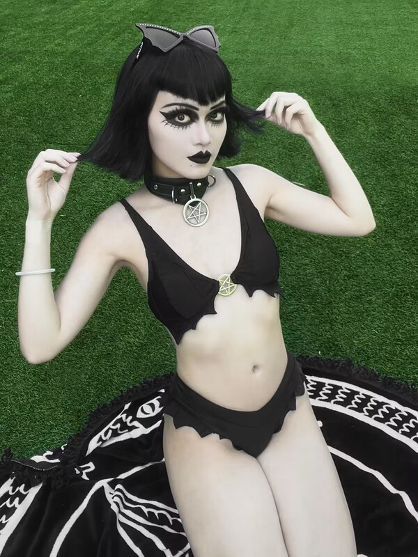 Eyeball Gothic Swimsuit Bat Pentagram Bikini Set Tailored Two-Piece Swimsuit Original