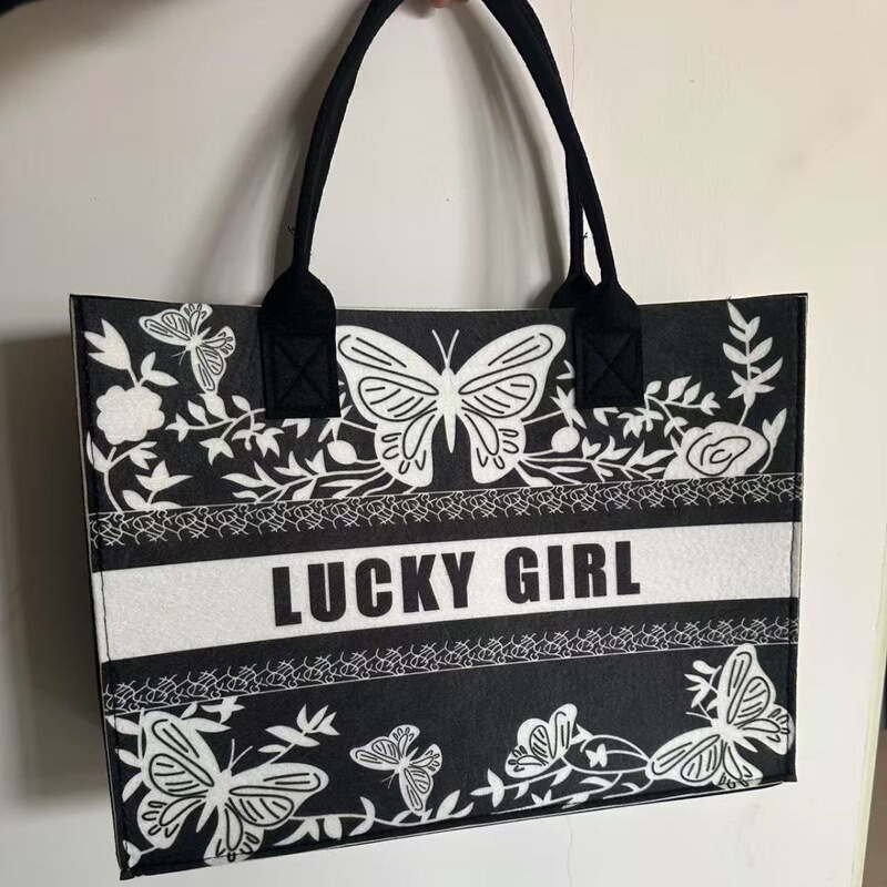 High-End Butterfly Felt Bag, Trendy Portable Tote Bag, Stylish New Commuter Large Handbag for Going Out