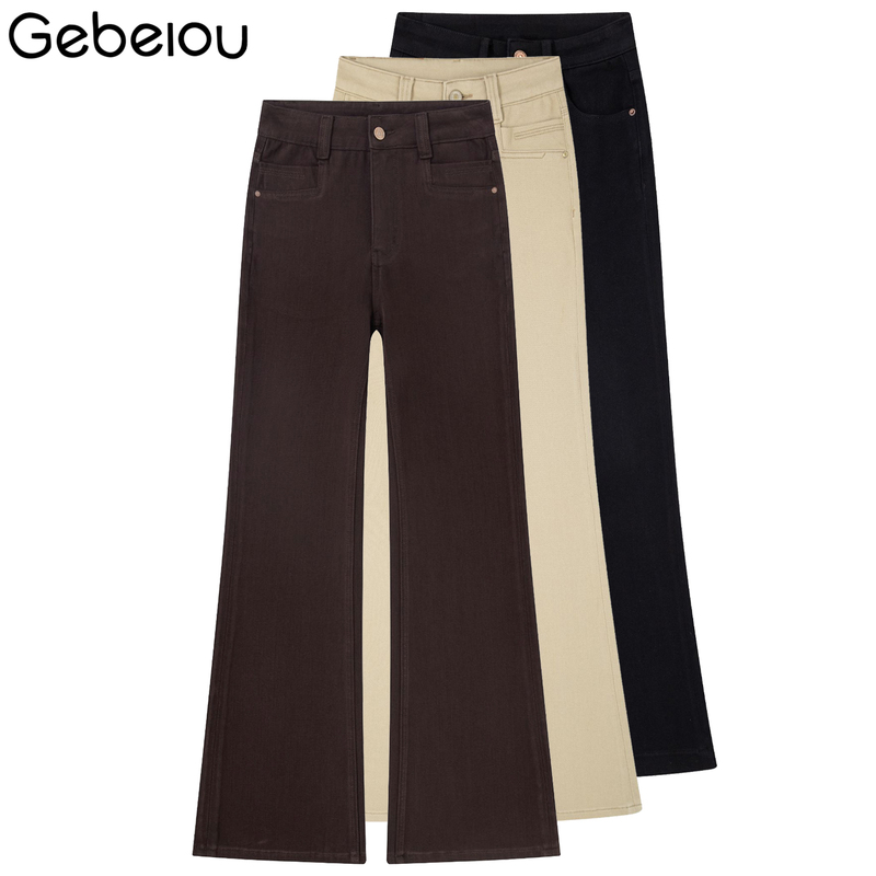 Melard Cocoa Brown Straight-Leg Flared Jeans for Women, New Autumn Style, Four-Way Stretch, Non-Tight Flared Pants Melard Cocoa Brown Straight-Leg Flared Jeans for Women, New Autumn Style, Four-Way Stretch, Non-Tight Flared Pants