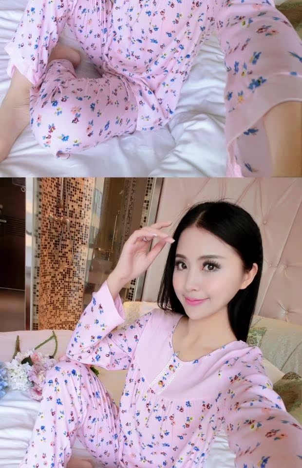 Bộ đồ ngủ dài tay mùa xuân và mùa thu cho phụ nữ bộ đồ mặc nhà mùa hè cao cấp
