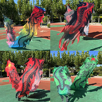 Square dragon dance ribbon fitness dragon belt dragon dance sports props for middle-aged and elderly adults beginners colorful silk ribbons hollow