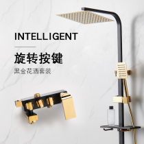 Black Gold series shower set all copper home black gold European bathroom double control faucet shower set