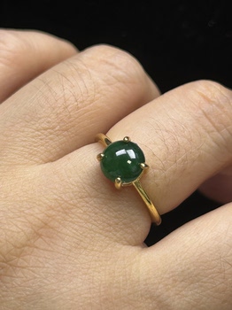 New chinese style light luxury jadeite cabochon ring temperament versatile adjustable women's living ring 814165