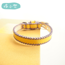 Duo Xiaodou pet dog cat handmade cowhide collar advanced customization Teddy golden retriever bichon christmas bell collar