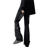 Осенние черные джинсы, штаны, штаны-клёш, облегающий крой, в американском стиле, свободный прямой крой