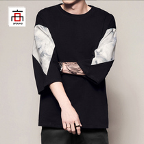 Summer Japanese Loose 7-point Sleeve T-shirt Men's Fat Plus Size Fat Tide Brand Short Sleeve Fashion Half Sleeve Jacket