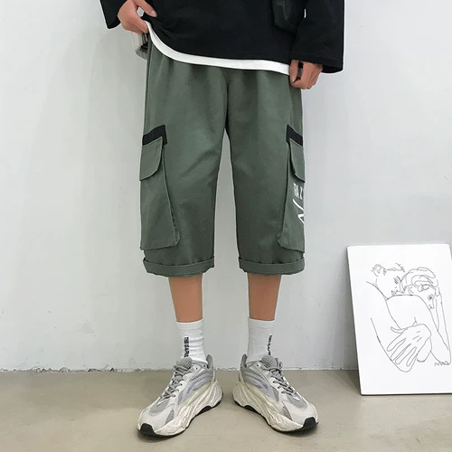 Летние тонкие брендовые штаны в стиле хип-хоп, трендовые шорты, оверсайз, большой размер, в корейском стиле, свободный крой