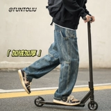 Демисезонные утепленные джинсы, штаны, повседневные брюки, свободный прямой крой, в американском стиле