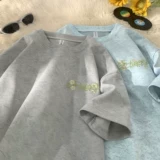 Быстросохнущая летняя шелковая футболка с коротким рукавом для отдыха, с вышивкой, короткий рукав, в американском стиле