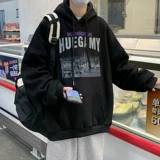 Ретро демисезонная утепленная толстовка с капюшоном, трендовый брендовый плащ, куртка, в американском стиле, оверсайз