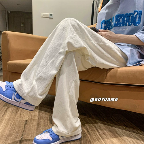 Шелковые летние тонкие штаны для отдыха, свободный прямой крой, изысканный стиль