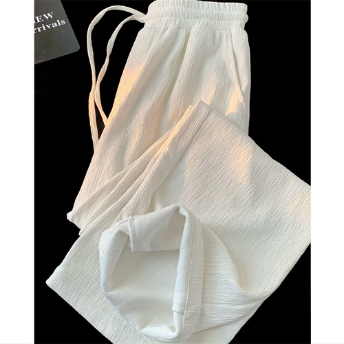 Шелковые летние тонкие штаны для отдыха, свободный прямой крой, изысканный стиль